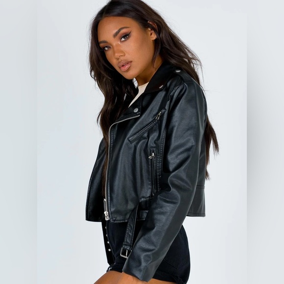 NWOT - THE ZEPPELIN FAUX LEATHER JACKET BLACK - Small S 4 - Picture 3 of 8